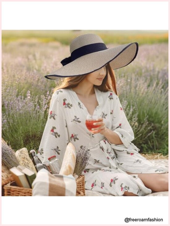 Wide Brim Straw Sun Hat UPF 80+ UV Protection Foldable Travel Beach Hat main image 4